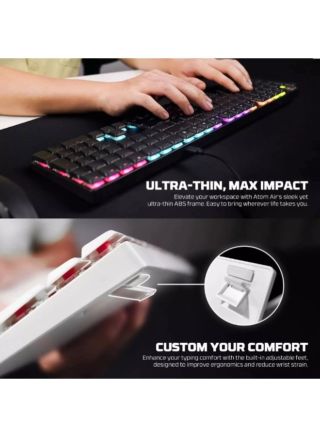 فانتيك لوحة مفاتيح الألعاب الميكانيكية ATOM AIR108 MK314 - مفاتيح حمراء منخفضة الارتفاع - إضاءة RGB بـ 17 وضعًا - أغطية مفاتيح إضافية - Image 5